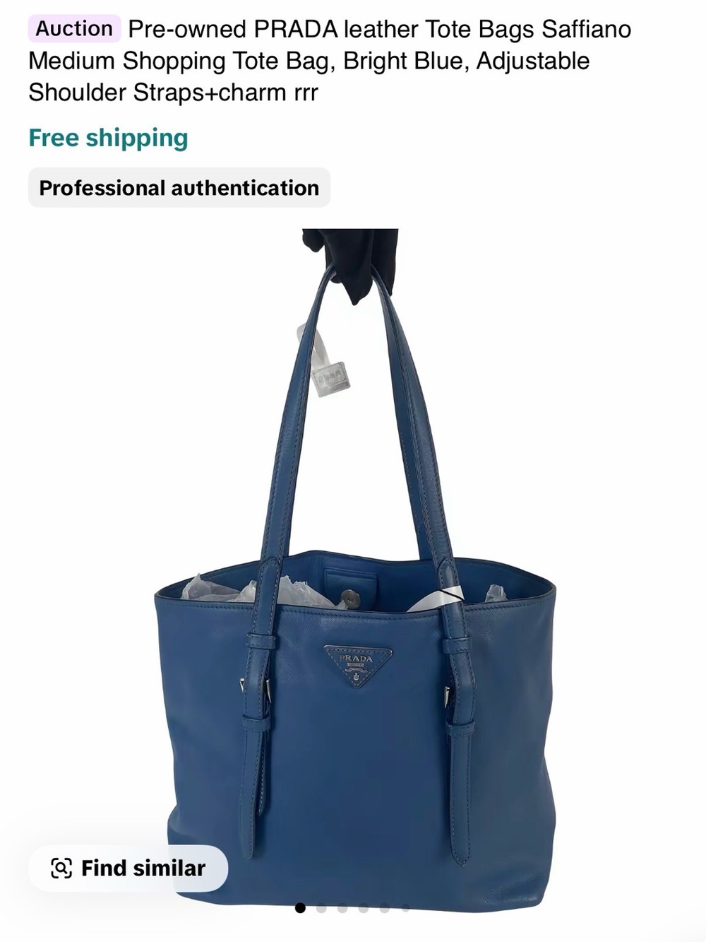 Prada Bright Blue Saffiano Leather Tote